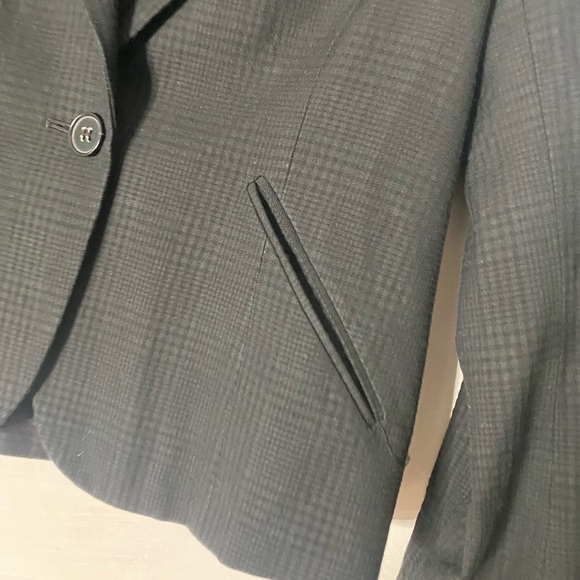 Theory Cropped Jacket Blazer Top Cotton Wool Black Sz 6 - Picture 6 of 6